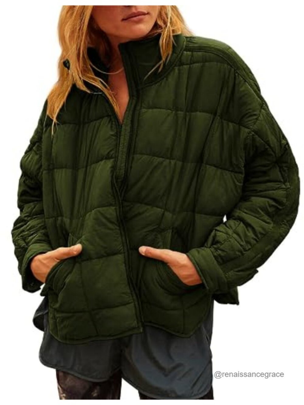 Women's Quilted Puffer Jacket Lightweight Zip Up Short Winter Coat with Pockets